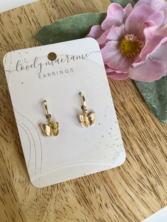 Gold Butterfly Huggie Earrings