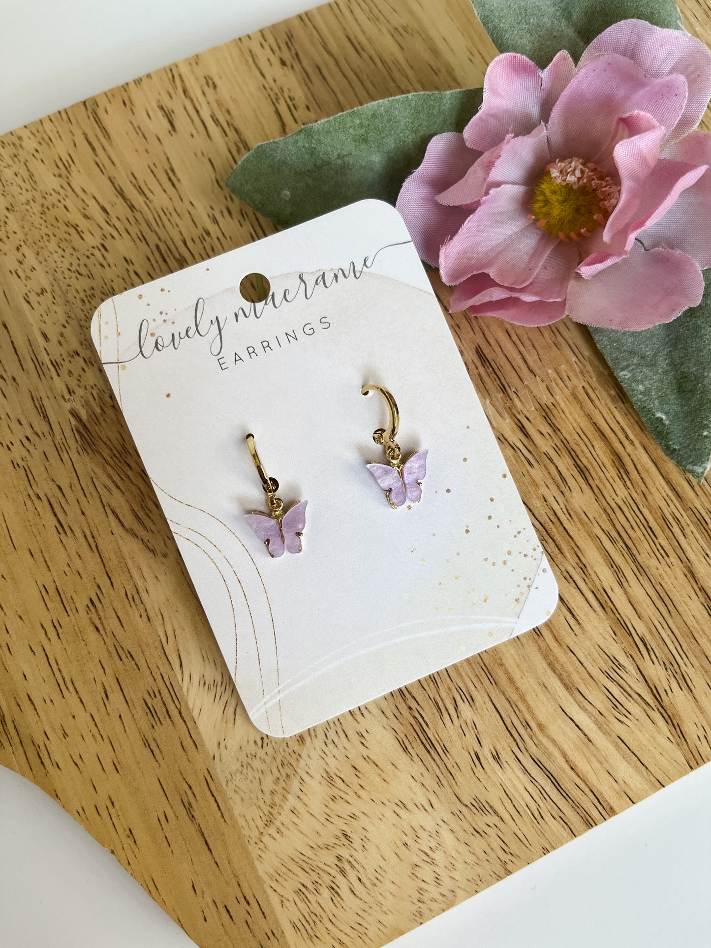 Shimmery Butterfly Huggie Earrings