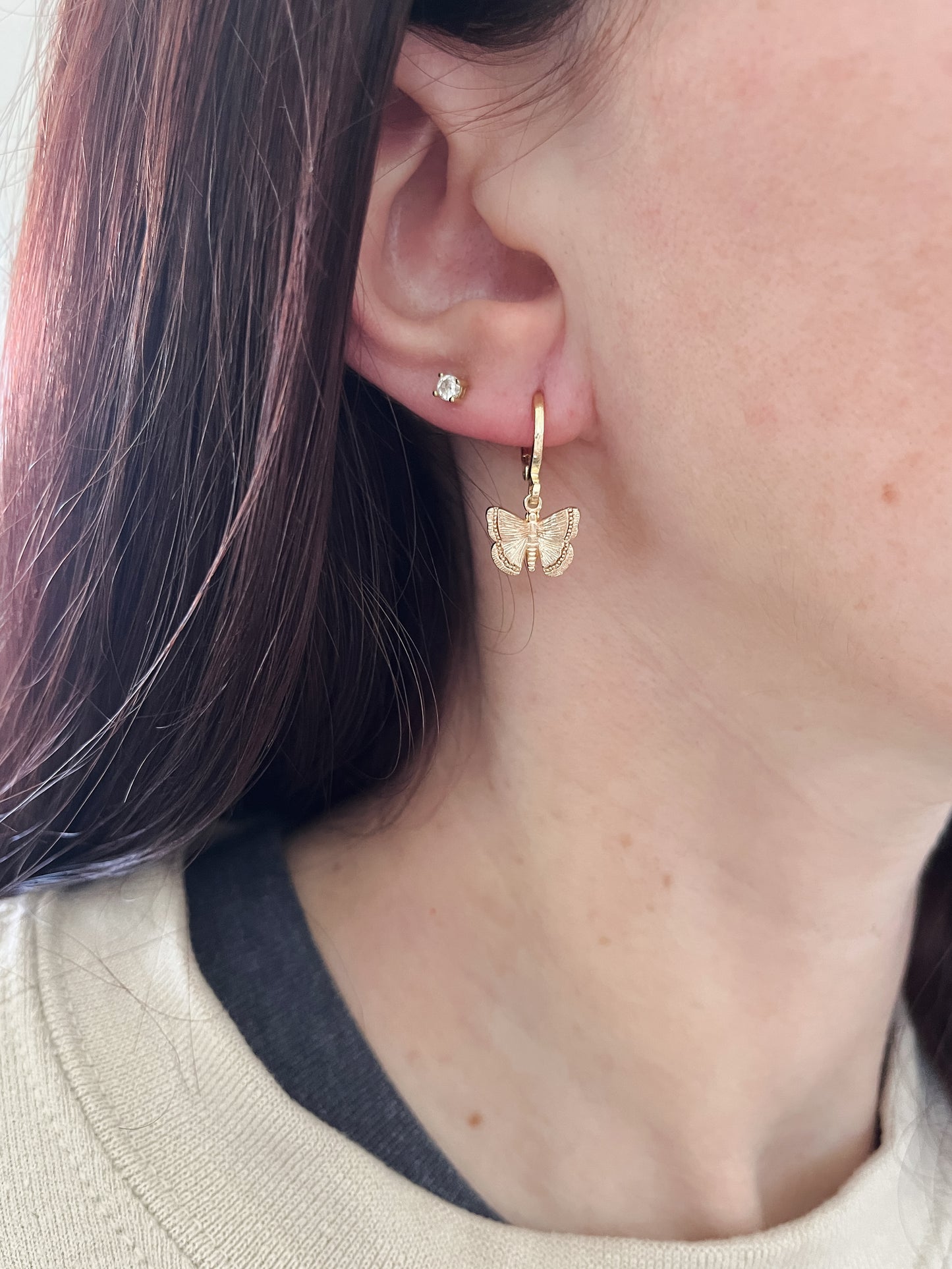 Gold Butterfly Huggie Earrings