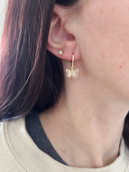 Gold Butterfly Huggie Earrings