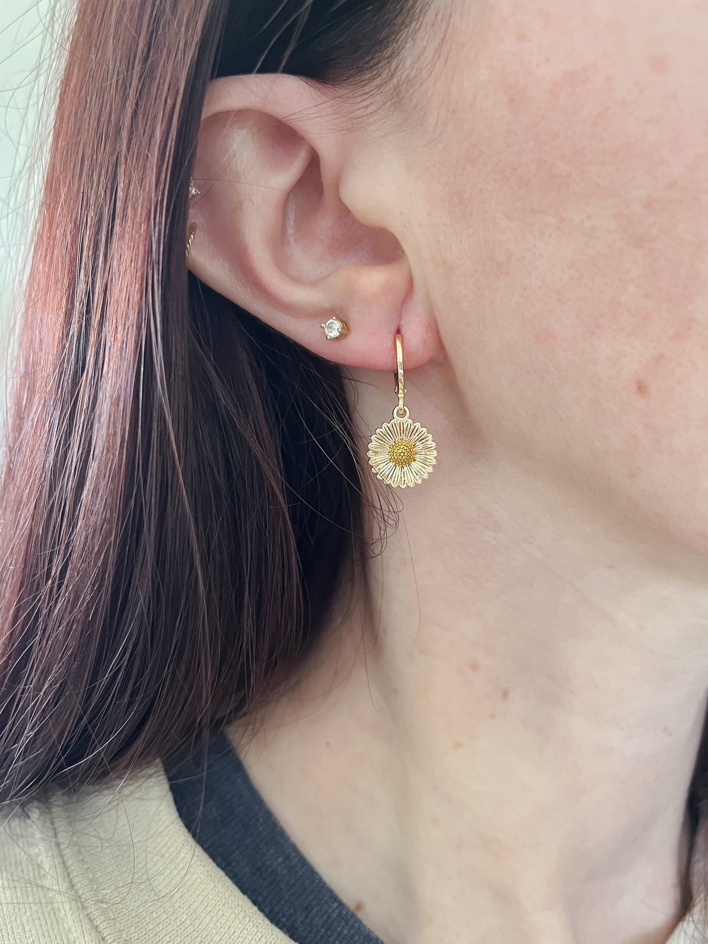 Gold Flower Earrings