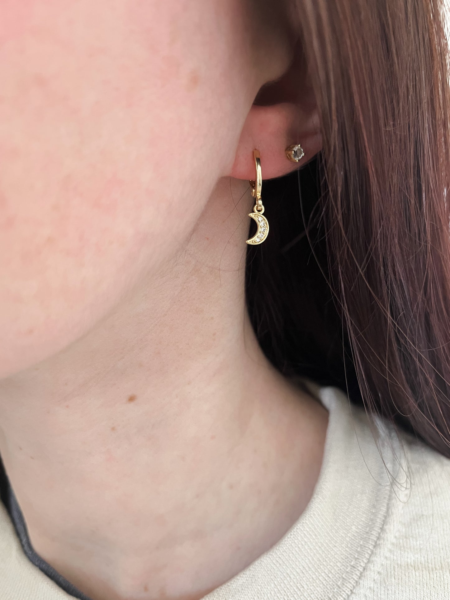 Star and Moon Huggie Earrings