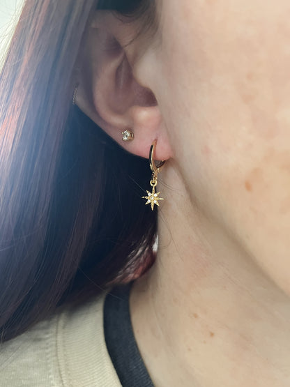 Double Star Huggie Earrings