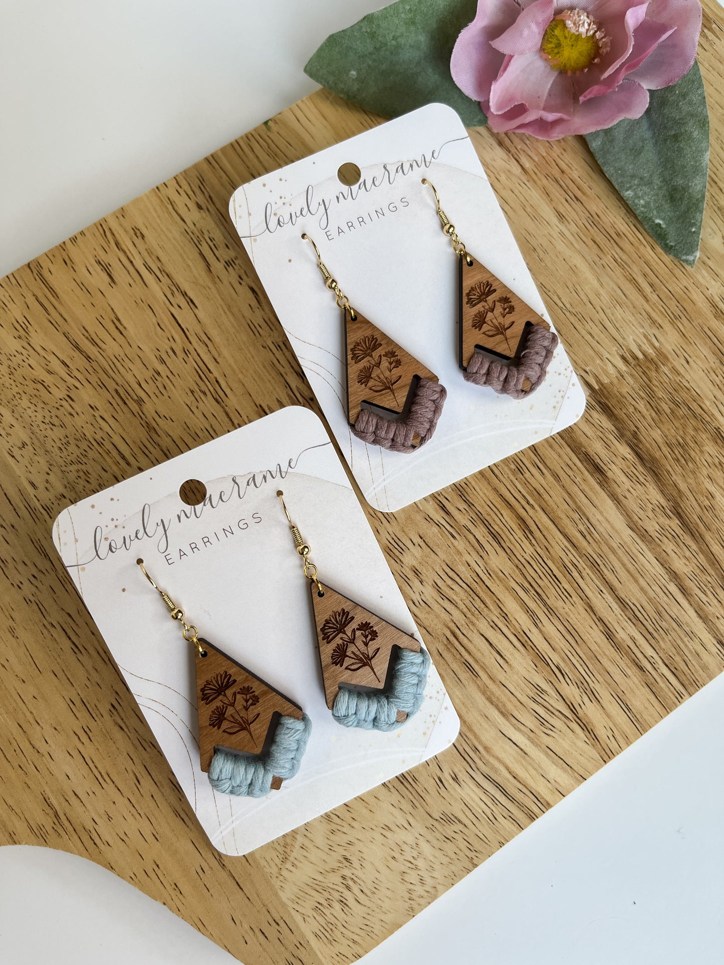 Wooden Wildflower Earrings