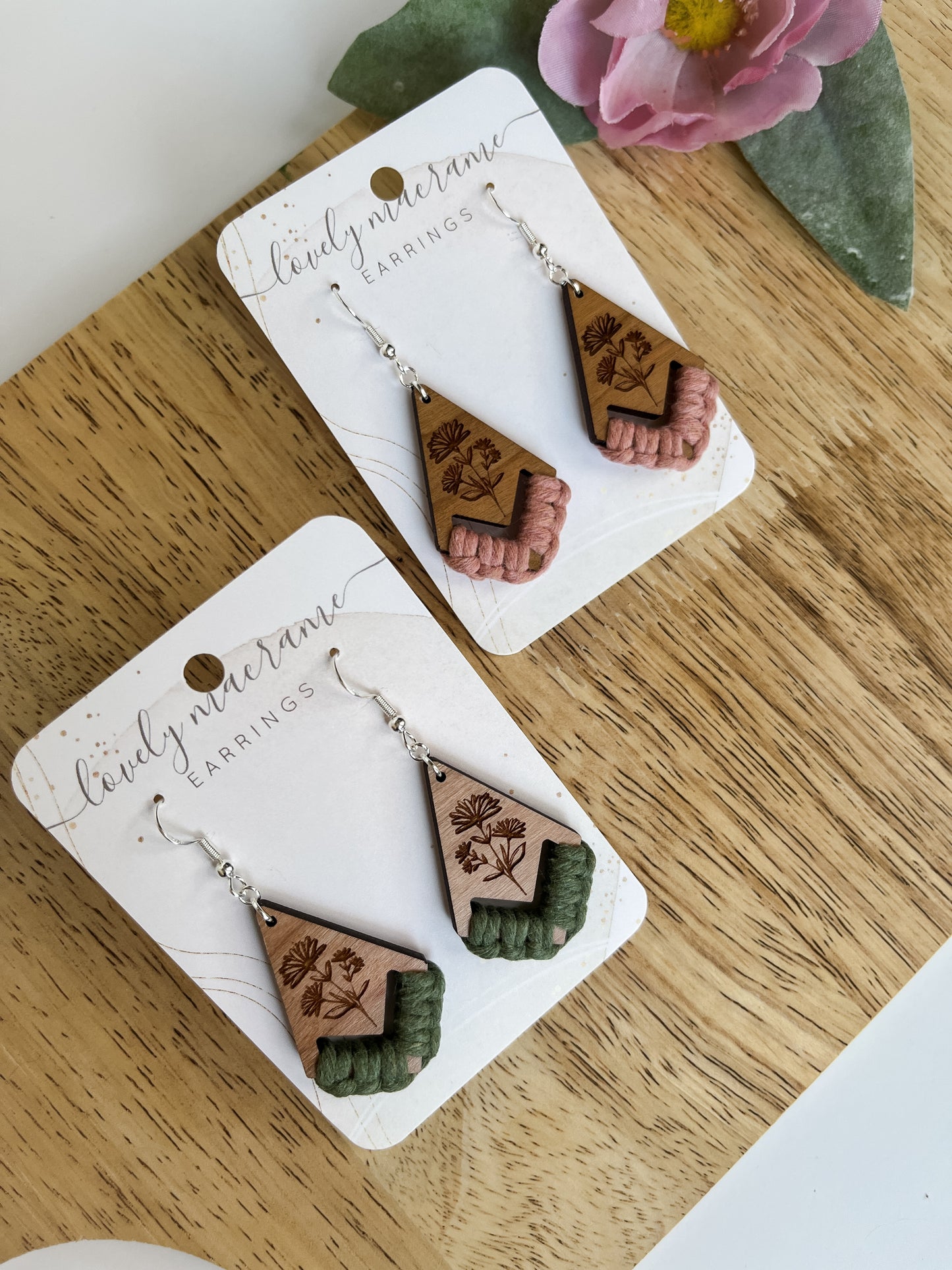 Wooden Wildflower Earrings