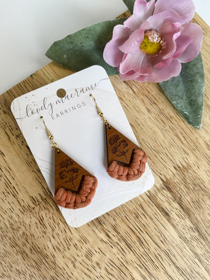 Wooden Wildflower Earrings