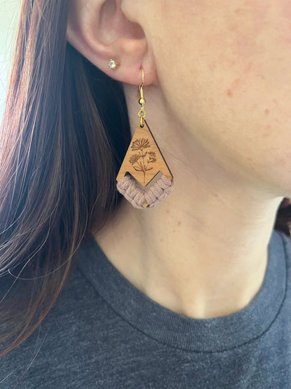 Wooden Wildflower Earrings