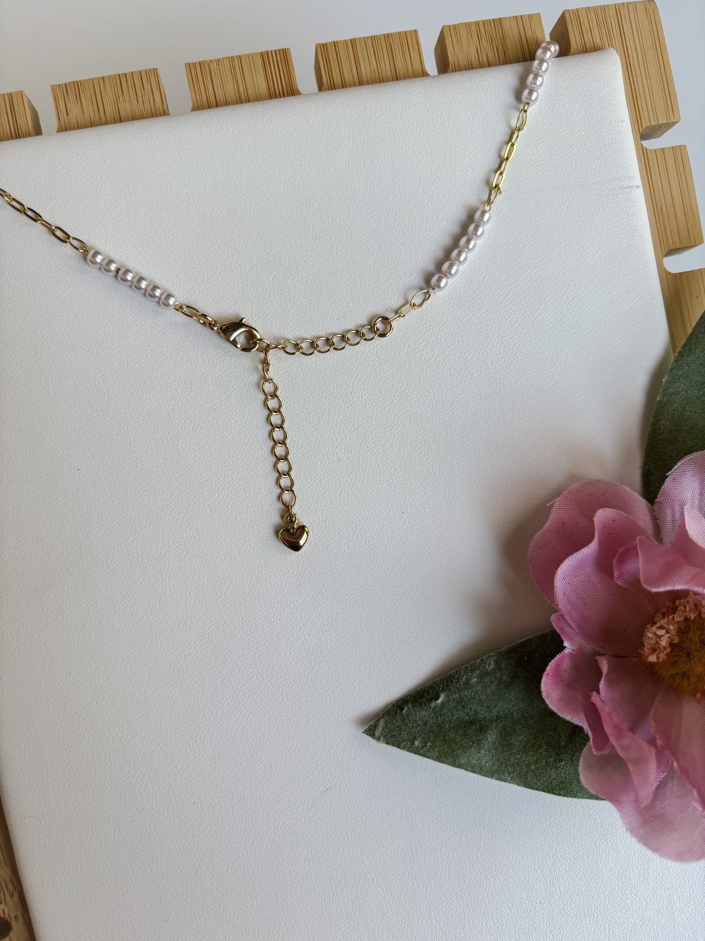 Pearl Bead and Paperclip 14k Gold Filled Necklace