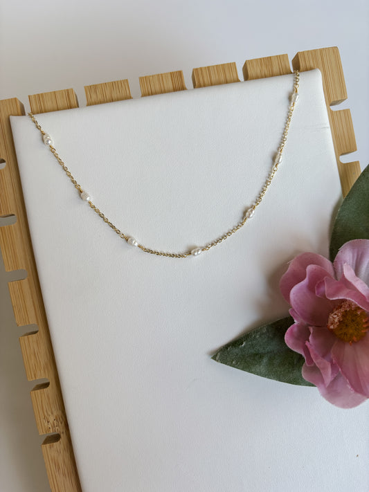 Dainty Pearl Chain 14k Gold Filled Necklace