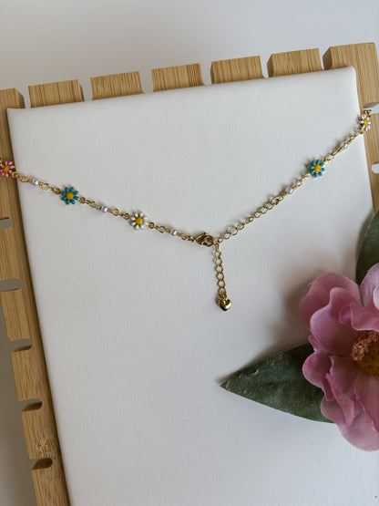 Daisy and Pearl Bead 14k Gold Filled Necklace