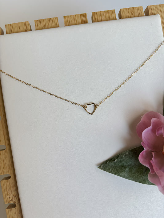 Centered Heart or Circle 14k Gold Filled Necklace