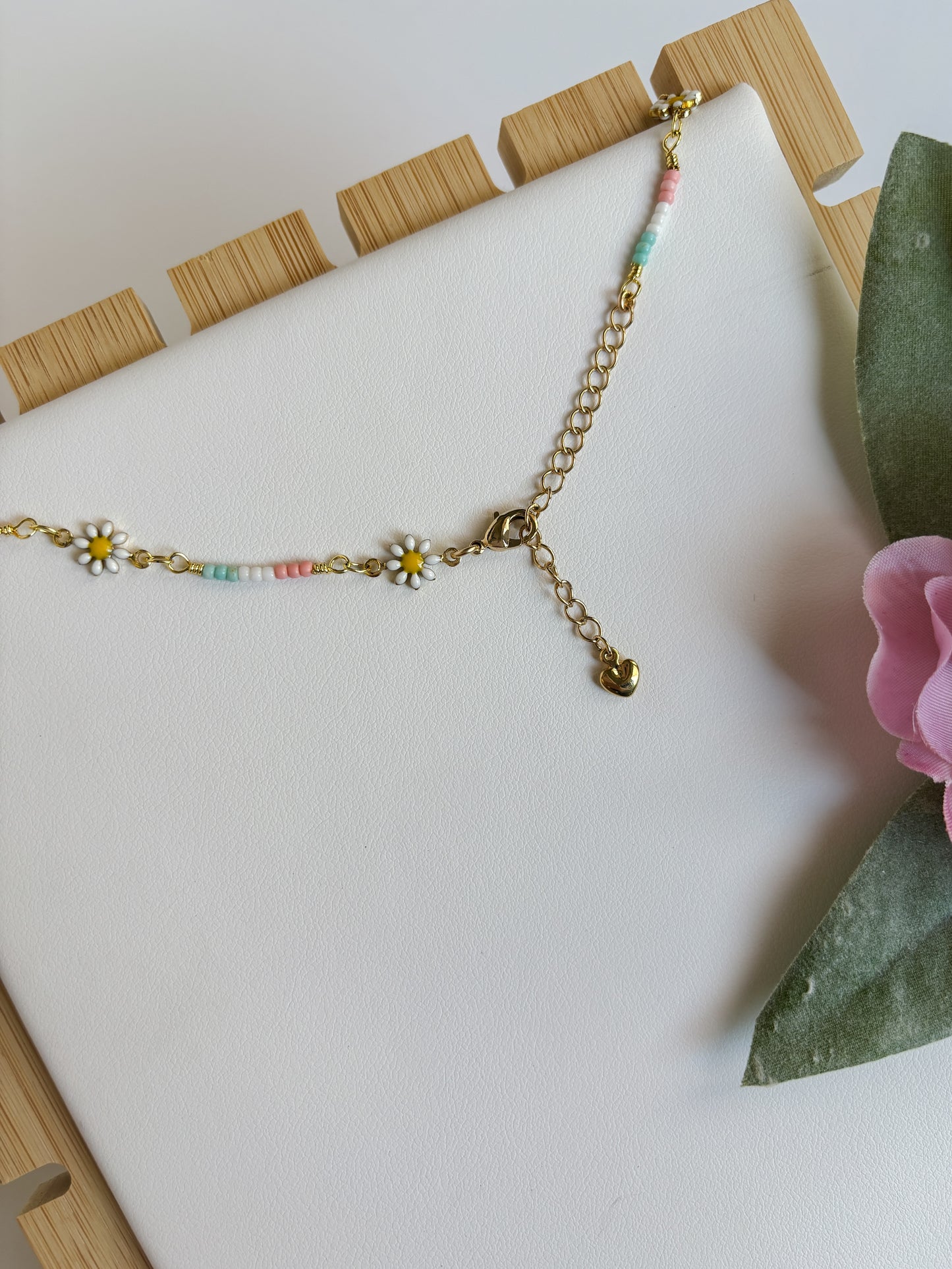 Daisy and Color Beads 14k Gold Filled Necklace