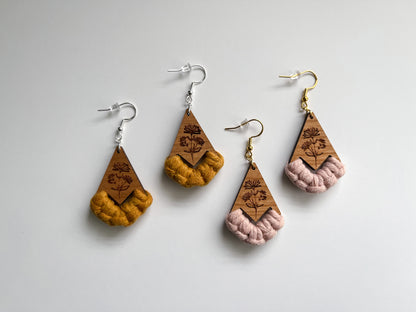 Wooden Wildflower Earrings