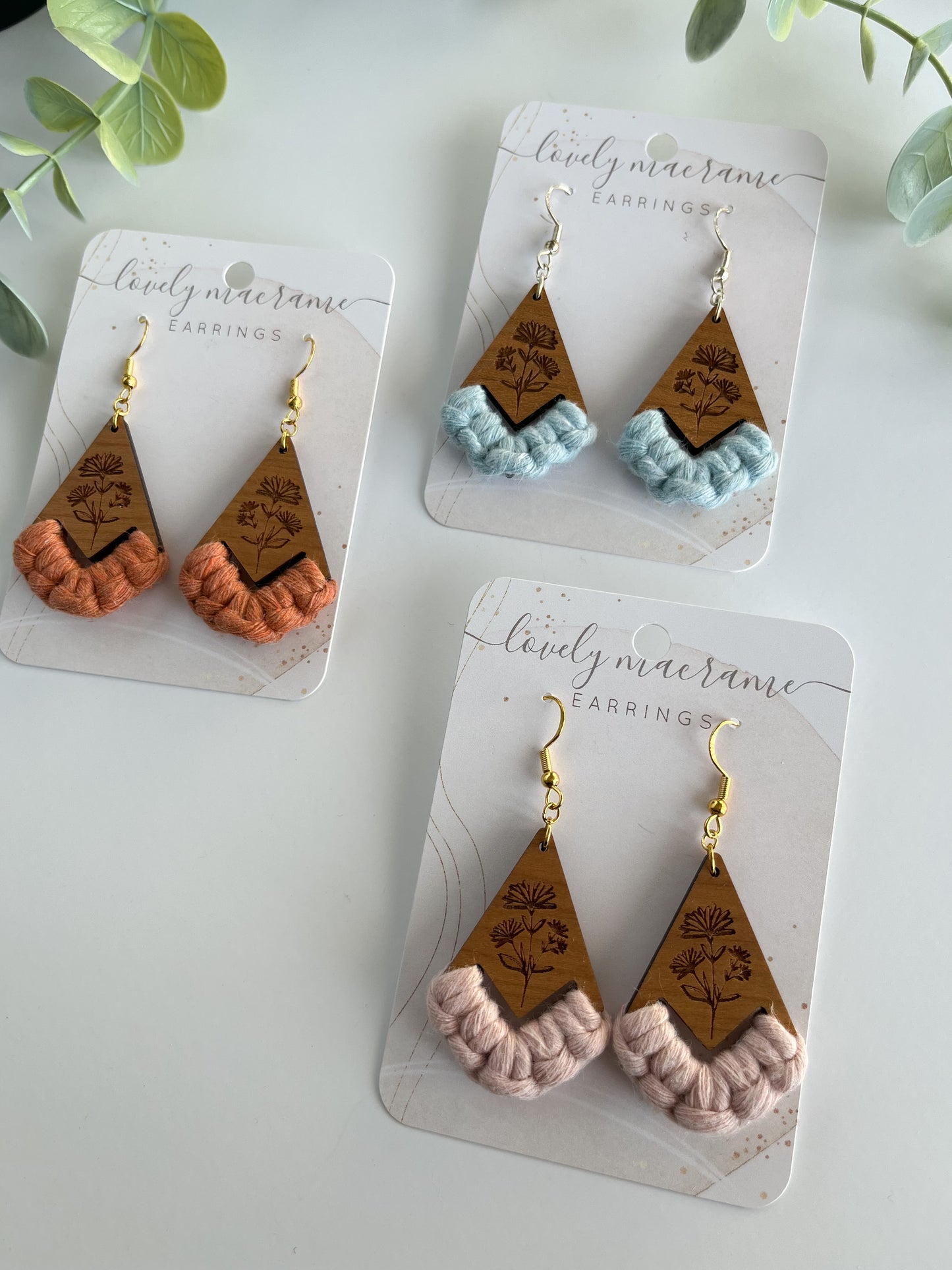 Wooden Wildflower Earrings