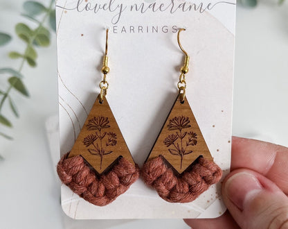 Wooden Wildflower Earrings